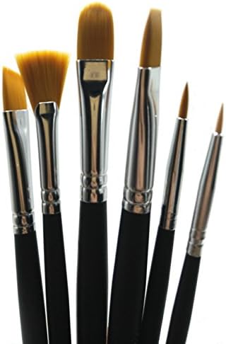 Rigger Art Professional Grade Painting Brush Set - 6 Soft Precision Paintbrushes - Watercolor Paint Brushes (for Acrylic, Oil, Face &amp; Craft) Short Handle - Zippered Case Art Supplies