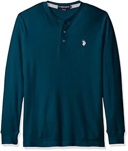 Polo Men's Long Sleeve Thermal Henley, Dream Teal, M in