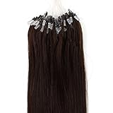 100s 16'' 18'' 20'' 22'' 24'' 26'' Loops Micro Rings Beads Tipped Remy Human Hair Extensions Straight 10 Colors in Women Beauty Style (22inch 1g/s 100s Each Pake, #02 Dark Brown)