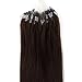 100s 16'' 18'' 20'' 22'' 24'' 26'' Loops Micro Rings Beads Tipped Remy Human Hair Extensions Straight 10 Colors in Women Beauty Style (22inch 1g/s 100s Each Pake, #02 Dark Brown)