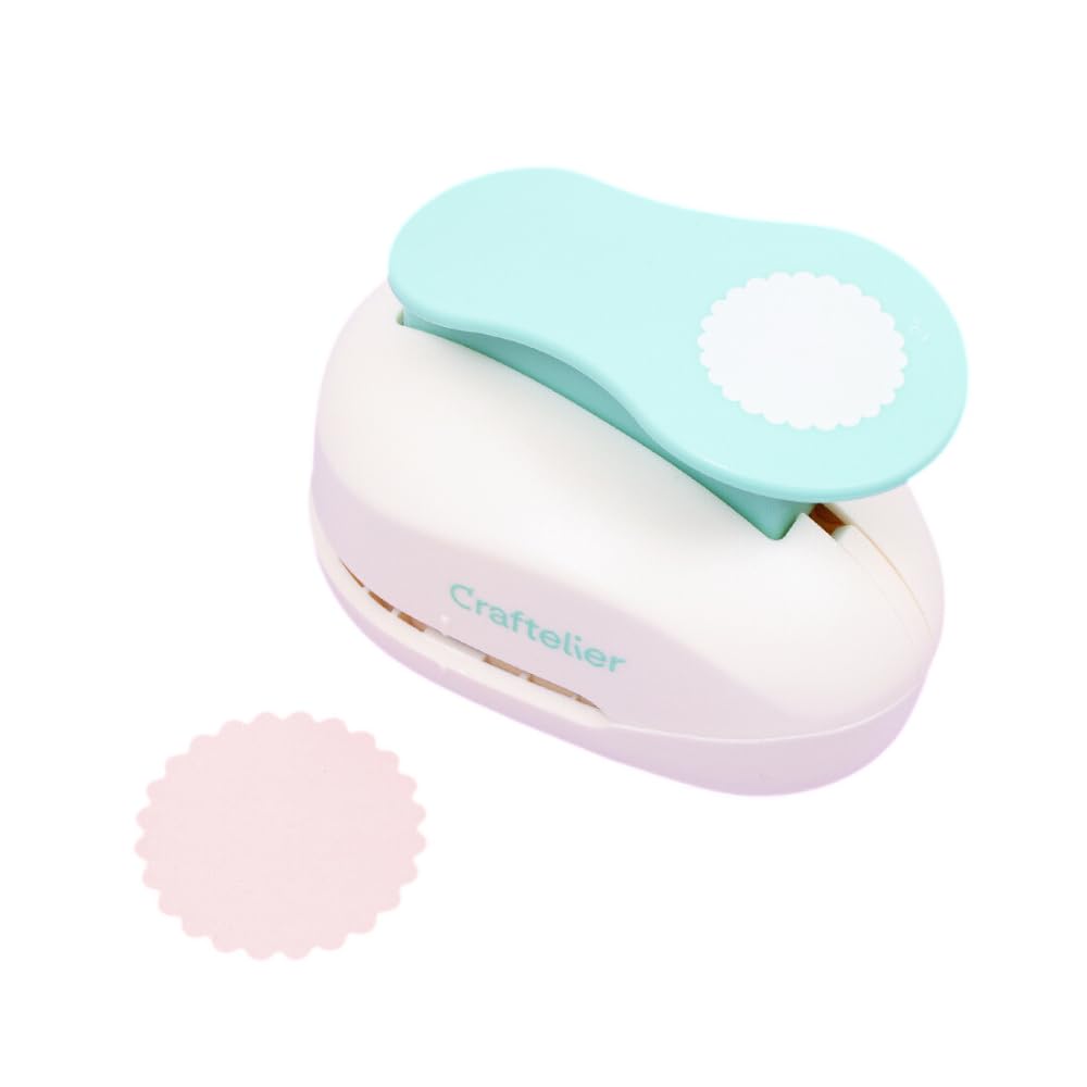 Craftelier - 2” (5.08 cm) Diameter Scalloped Circle Punch with Lever Press | Suitable for Paper and Cardstock | Ideal for Craft and Scrapbooking Projects | Size Approx. 11.5 x 7 x 8 cm