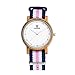 Uwood Women Original Bamboo Wood Watch Nylon Band Fashion Wooden Watch With Multi-Color Striped Band