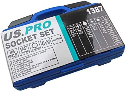 US PRO 46pc 1/4'' Metric Socket Set 4-14mm Hex Torx Screwdriver Bits B1387, Variety Pack - Image 4