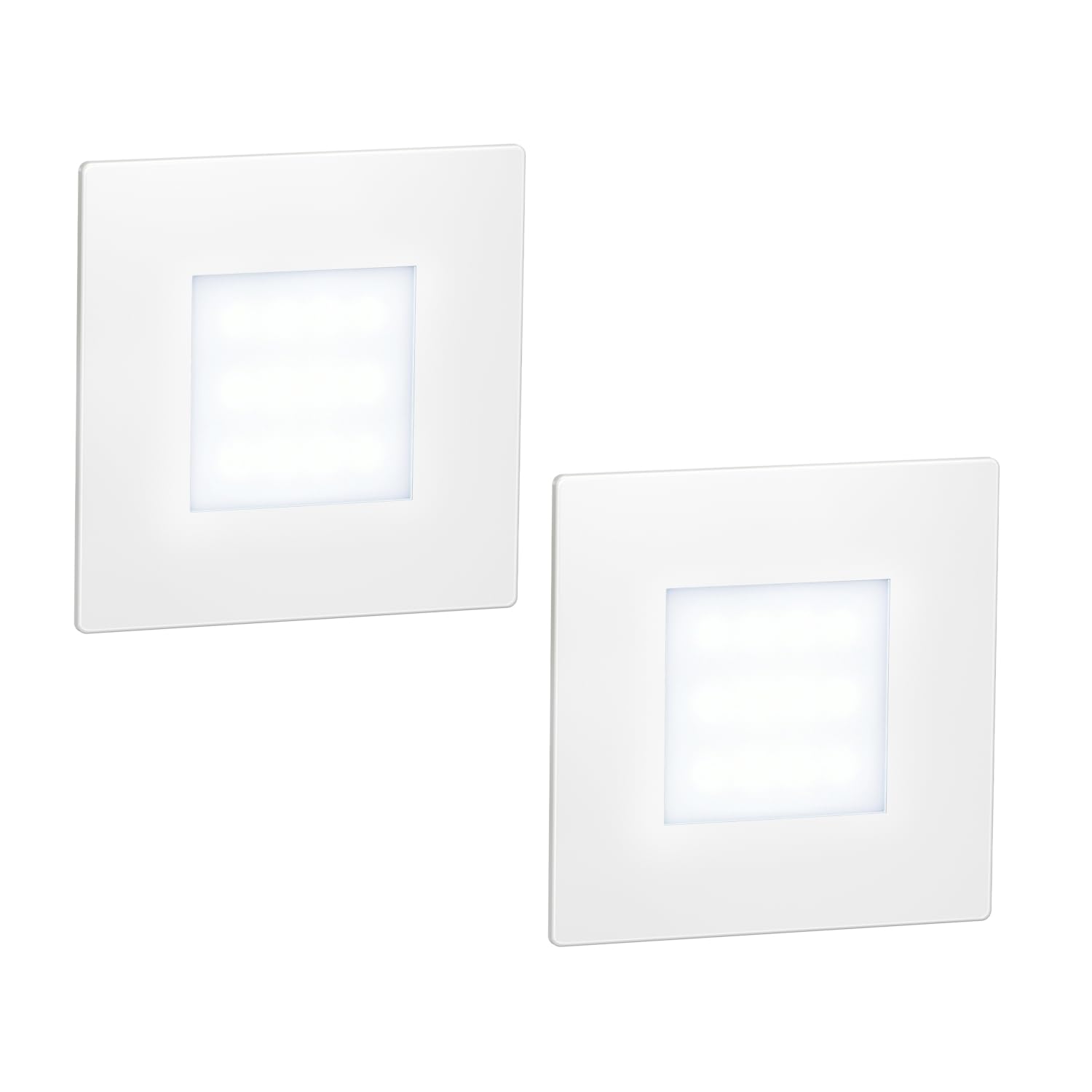 ledscom.de 2 LED Staircase Light/recessed wall Light FEX for Indoors and Outdoors, Angular, 85 x 85mm, Cool White