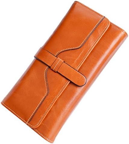 Aojiao Women's Genuine Leather Wallet Elegant Fashion Clutch bag Money Clip (Brown)