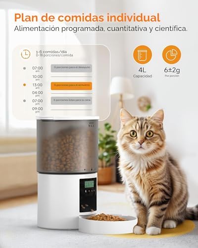 Caixa Automática para Gato: Máquina de Comida para Gato com Temporizador - Comedouro com Comedouro Automático - Dispensador Automático de Comida Seca para Gatos e Cães 4L Branco
