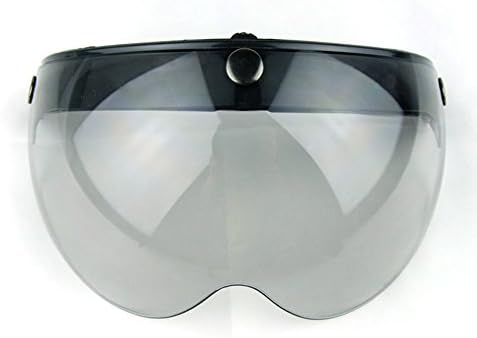 Motorcycle Retro Pilot-Style Open Face Helmet Wind Shield 3 Snap-Button Visor Flip Up Down(Light Smoke)