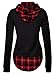 DJT Women's Check Contrast Long Sleeve Pullover Hoodie Tunic Top Medium Black