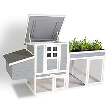 Idmarket Poulailler Fleuri Gris Avec Pondoir En Bois