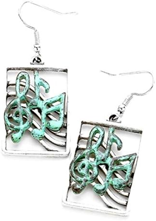 Music Note Earrings Z7 Rectangle DangleTreble Clef Staff Musical Fish Hooks
