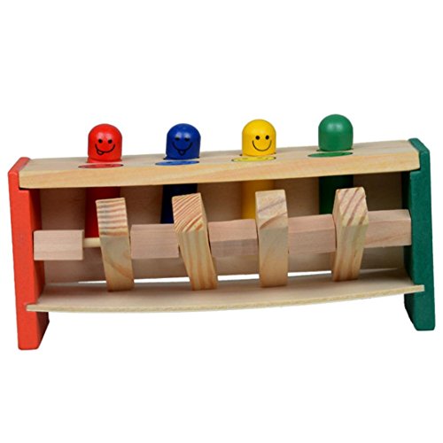 Livoty Deluxe Pounding Bench Wooden Toy With Mallet Wooden Learning Educational Toys for Over 3 Years Old (Multicolor)
