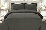 HC COLLECTION - 1500 Thread Count Egyptian Quality Duvet Cover Set Full Queen Size, 3pc Luxury Soft, Queen Gray (Kitchen)