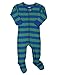 Leveret Kids Baby Boys Girls Footed Cotton Pajama Striped Blue and Green Size 4 Years