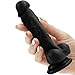 Realistic Ultra-Soft Dildo for Beginners with Flared Suction Cup Base for Hands-Free Play, PALOQUETH Flexible Dildo with Curved Shaft and Balls for Vaginal G-spot and Anal Prostate Play 6.7 Inch