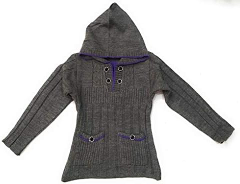 Girls Sweater Jacket with hood-3-4 Years-Grey