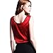 Zmart Women's Sexy Round Neck Silk Satin Camisoles Tank Tops Red X-Large