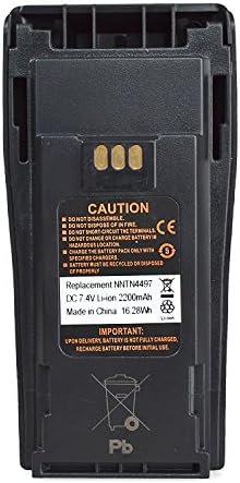 NNTN4497 Replacement 7.4 Volts LI-ION 2200 mAh High Capacity Battery for Motorola CP-200 Walkie Talkie CP200 EP450 CP150 CP250 PR400 Replaces NNTN4497CR
