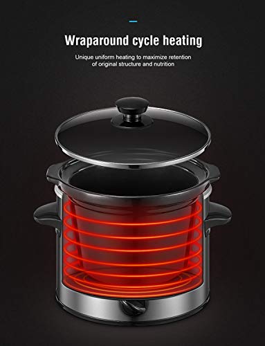 Slow Cooker 4 Quart Manual Slow Cooker with 3 Adjustable Temp Settings, Dishwasher-safe Stoneware Pot and Tempered Glass Lid, Suitable for 1-4 People, Stainless Steel, TIBEK