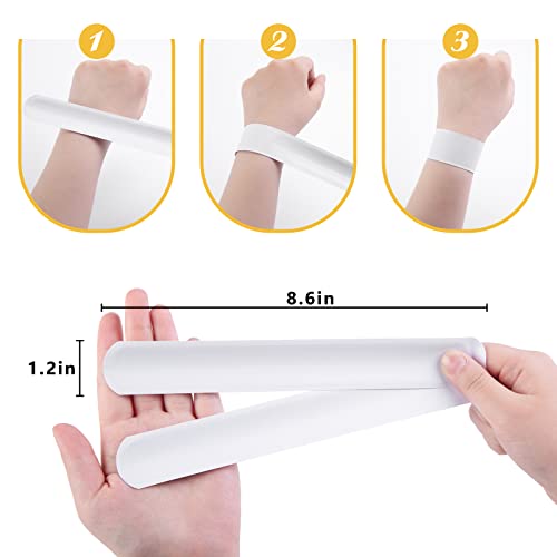 POPLAY White Slap Bracelets, 54PCS DIY Wrist Bands Blank Slap Bracelets Bulk for Kids Birthday Party Favors School Crafts