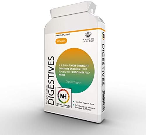 Medna Holistic Digestives | 6 Plant Enzymes Combined with 8 Herbs | 90 Capsules | Suitable for Vegetarians and Vegans, Gluten-Free, Dairy-Free | Cruelty Free - Not Tested On Animals | UK Made