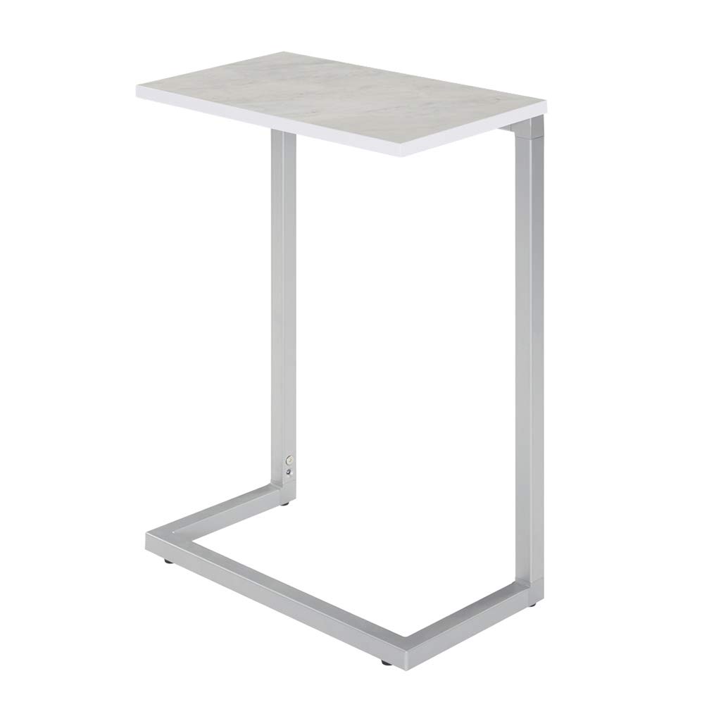 Sunon C-Shape Snack Side Table,17.3"x 9.8"x 26.5" Nesting End Table with Wood Laminate Top and Metal Frame Base (White)