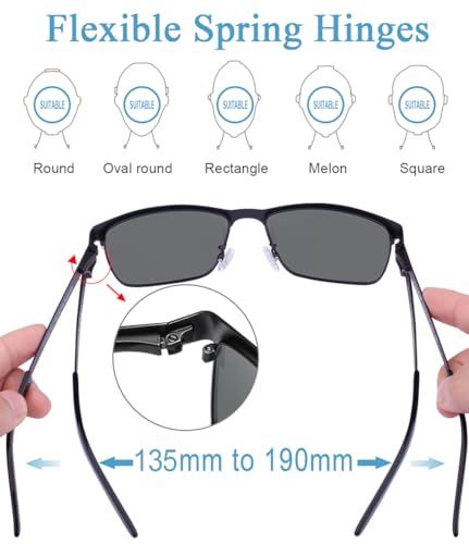 CARFIA Polarisierte Herren Sonnenbrille Metallrahmen UV 400 Fahrerbrille Sportbrille Kategorie 3
