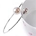 TQS Imitation Pearl Bracelet Bangle Cuff Adjustable Plated Silver Bangles for Mom