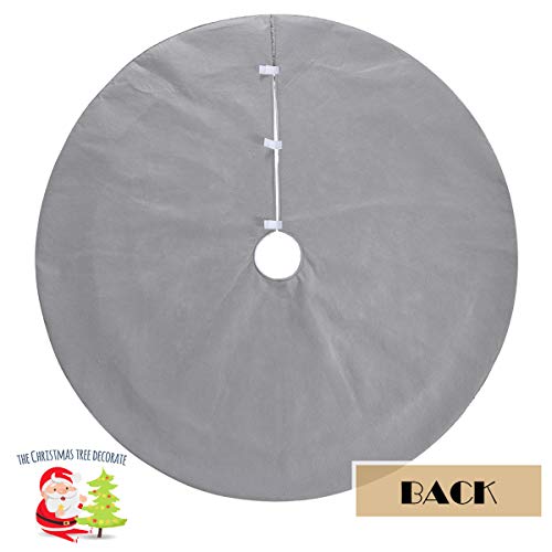 EDLDECCO Christmas Tree Skirt Grey Winter Tree with Faux Fur Trim 48 inches Large X'Mas Holiday Party Decor Ornaments