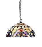 Chloe Lighting CH33313VI18-DH2 Cooper 2-Light Ceiling Chrome Tiffany Style Victorian Pendent Fixture with Shade, 9.25 x 17.72 x 17.72