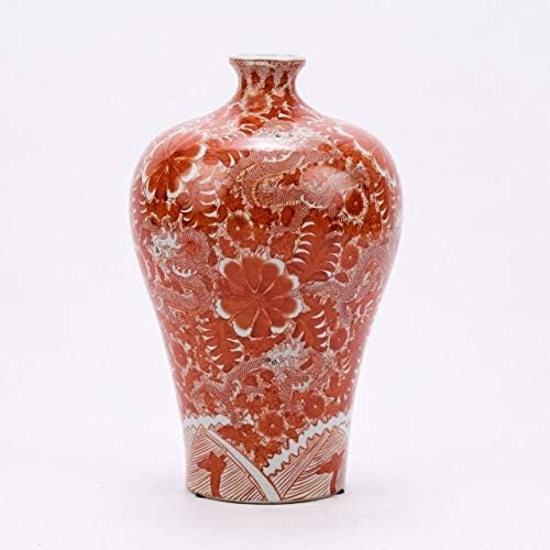 Legends of Asia Asian Traditional Chinese Orange Dragon Prunus Decorative Vase