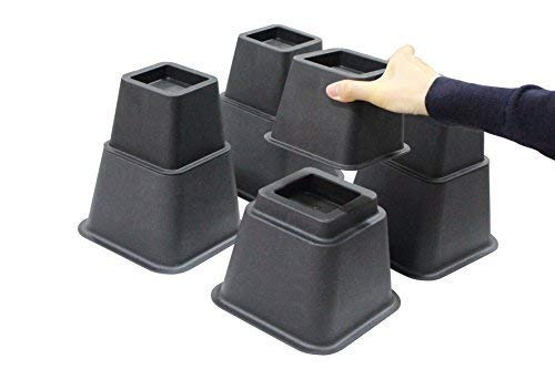 Jeronic Bed Risers 8 inch Heavy Duty, 3 Height Option Furniture Risers, Bed Riser and Bed Lifts, Black
