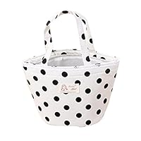 Sttech1 Insulated Lunch Bag Lunch Box for Girls, Capacity/Drawstring Thermal Bento Bag for School/Picnic, Wave Point, White (Dot Pattren)