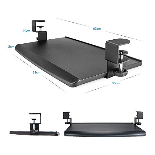 ErgoActive Under Desk Keyboard Tray with Clamp On Easy Installation, Fits Small Keyboard and Mouse, Office, Home, School, Gaming Keyboard Tray (Less Wide Tray)