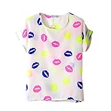 ROPALIA Ladies Girl summer Chiffon Loose Blouse Multicolors T-shirt Batwing Tops