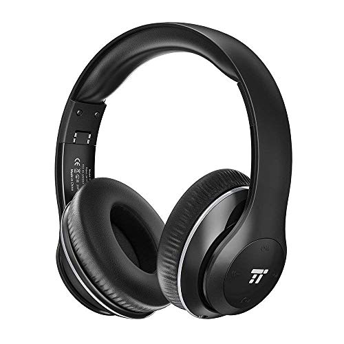 TaoTronics Wireless Headset Over Ear Headphones with Lightweight Memory Foam Ear Pads & Dual 40mm Drivers (3.5mm AUX, On Ear Controls, EQ Bass, 15 Hour Audio Playback)
