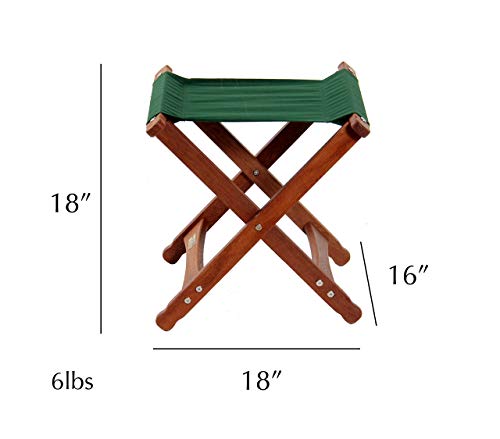 BYER OF MAINE, Pangean, Folding Stool, Hardwood, Easy to Fold and Carry, Wood Folding Stool, Canvas Camp Stool, Perfect for Camping, Matches All Furniture in The Pangean Line, Green, Single (Renewed)