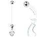 Pierced Owl 14GA Bioflex Dangling CZ Crystal Heart Maternity Pregnancy Belly Button Ring (Clear)