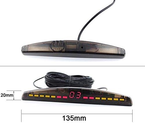 PONPY Auto Rear Reverse Alert Radar System Car LED Parking Sensor Backup Kit with 4 Detector Sensors (Black)