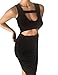 ALLEGRACE Women Sexy Stretch Bodycon Mid Bandage Party Dress Black M