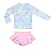 Baby/Toddler Girls Two-Pieces Swimsuit Long Sleeve Stripe UPF 50+ Sun Protection Swimwear Beachwear Set Pink