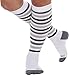 LISH Women's True Stripes Wide Calf Compression Socks - Graduated 15-25 mmHg Knee High Plus Size Support Stockings (Black, M/L)