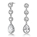 Classic Bridal Jewelry Fashion Statement Triple Round Pave CZ Halo Long Linear Pear Shape Dangle Teardrop Chandelier Earrings For Women Wedding Prom Silver Plated