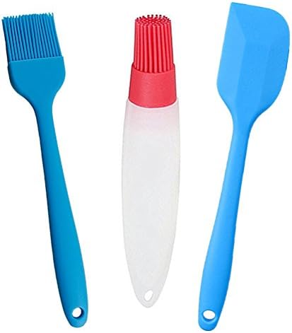 Heat Resistant Silicone Basting Pastry BBQ Brushes Spatula Oil Bottle Brush (Set of 3) for Kitchen Grilling Camping