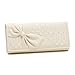 Women Bowknot Design Stitched detail Large Clutch Wallet,White