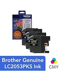 Cartucho de tinta de color de alto rendimiento original de Brother LC2053PKS, 3 unidades de tinta de color de repuesto, incluye 1 cartucho de cian, magenta y amarillo, rendimiento de página de hasta 1200 páginas cuadradura, LC205