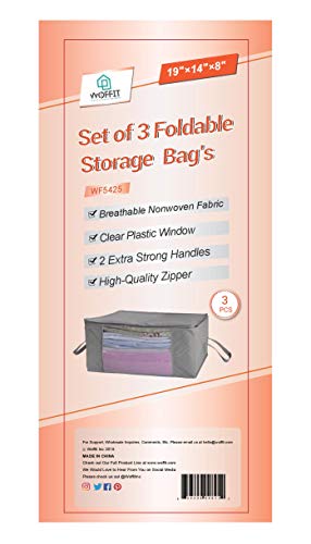 Woffit Foldable Storage Bag Organizers, Large Clear Window & Carry Handles, Great for Clothes, Blankets, Towels, Winter & Summer Clothing, Closets, Bedrooms, Under Bed & More (Large) - Thumbnail 5