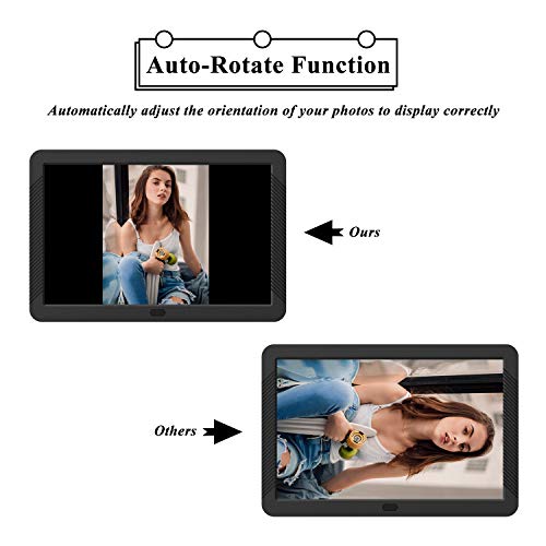 Digital Picture Frame 1920x1080 IPS Screen Include 32GB SD Card 16:9 1080P Video Frame, Photo Auto Rotate, Image Preview, Auto Turn On/Off, Auto Play, Background Music, Calendar, Clock(8 Inch Black)