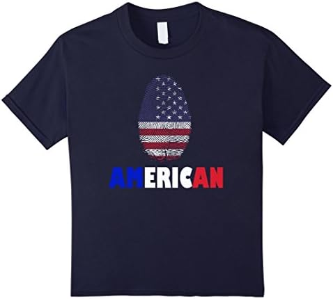 Kids American Flag- American Flag In Finger Print-America T Shirt 6 Navy