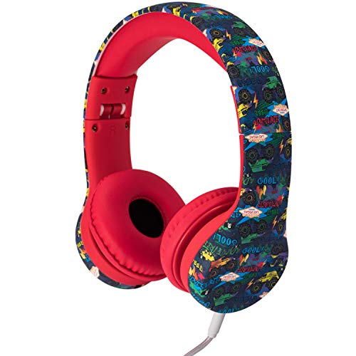 Snug Play+ Kids Headphones Volume Limiting and Audio Sharing Port (Monster Trucks)