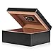 Megacra Cigar Humidor Leather Surface for 25-50 Cigars Desktop Cedar Lined Box with Hygrometer and Humidifier